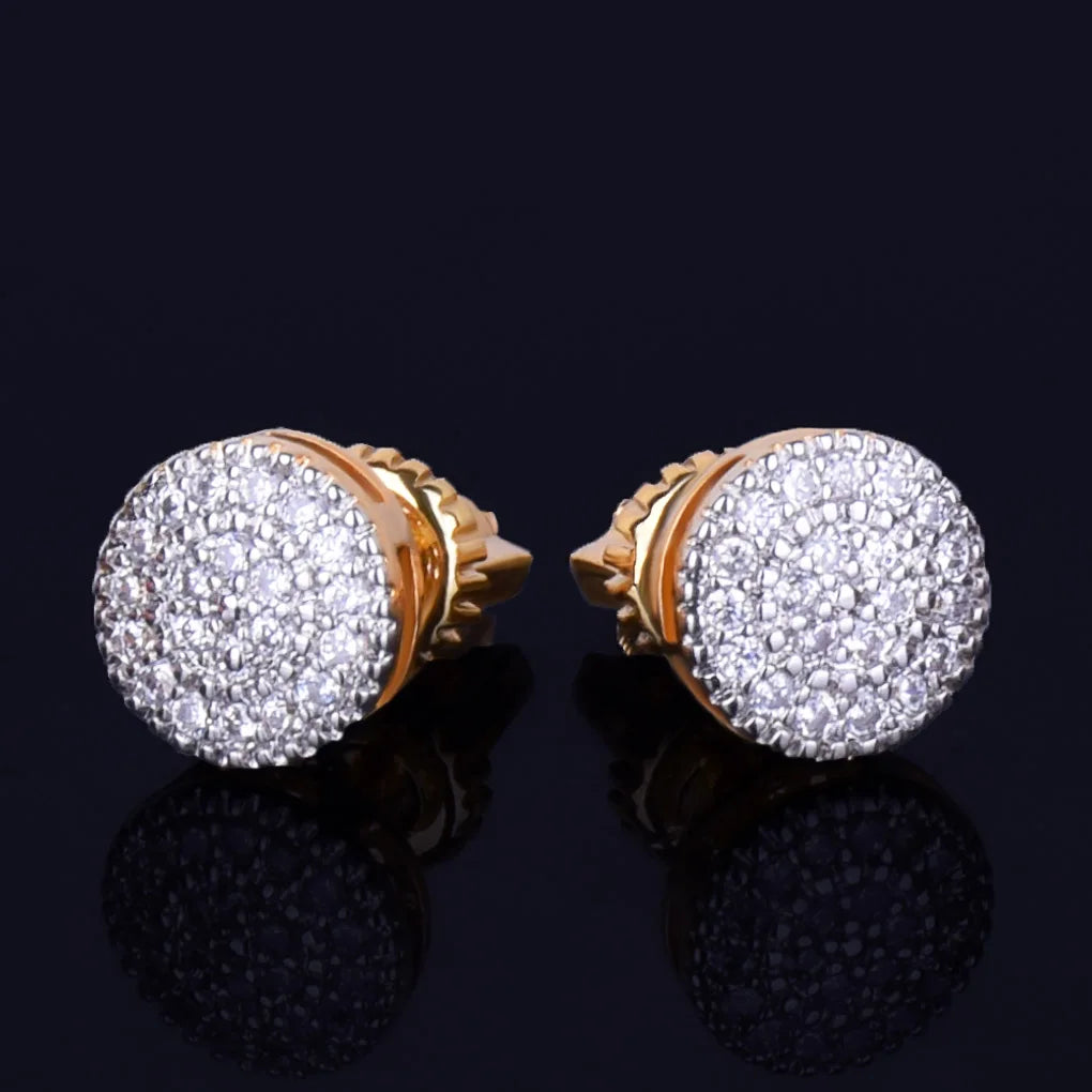 Men's 8MM Cubic Zirconia Round Stud Earrings – Hip Hop Screw Back