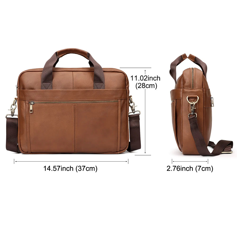 Genuine Leather Briefcase for Men | Business Laptop Messenger Bag