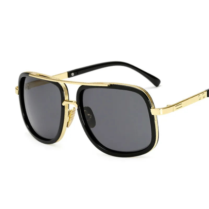 Classic Brand Designer Flat Top Mirror Sun Glasses Square Gold Male Female Superstar Oversized Men Sunglasses Women