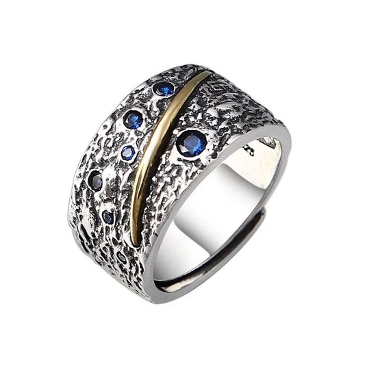 Real 925 Sterling Silver Starry Sky Ring | Gothic Punk Rock Jewelry