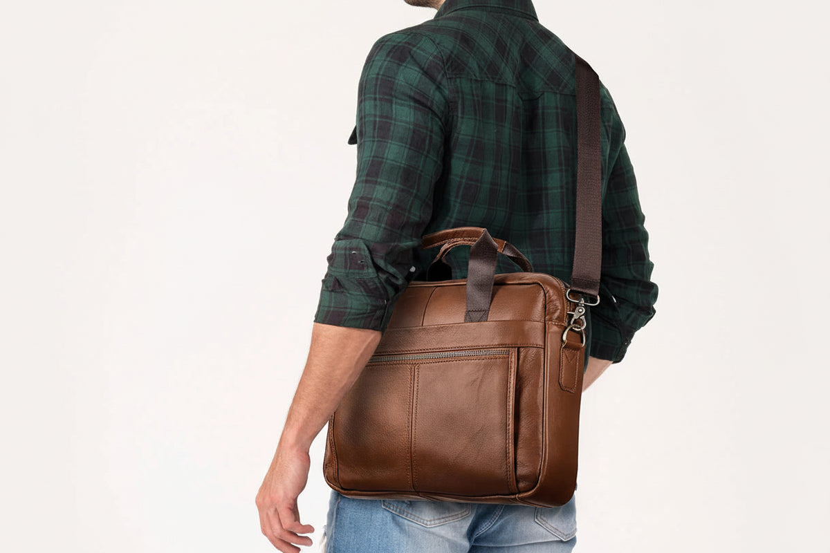 Genuine Leather Briefcase for Men | Business Laptop Messenger Bag
