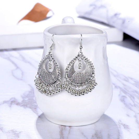 Vintage Handmade Beaded Hollow Ethnic Drop Dangle Earrings