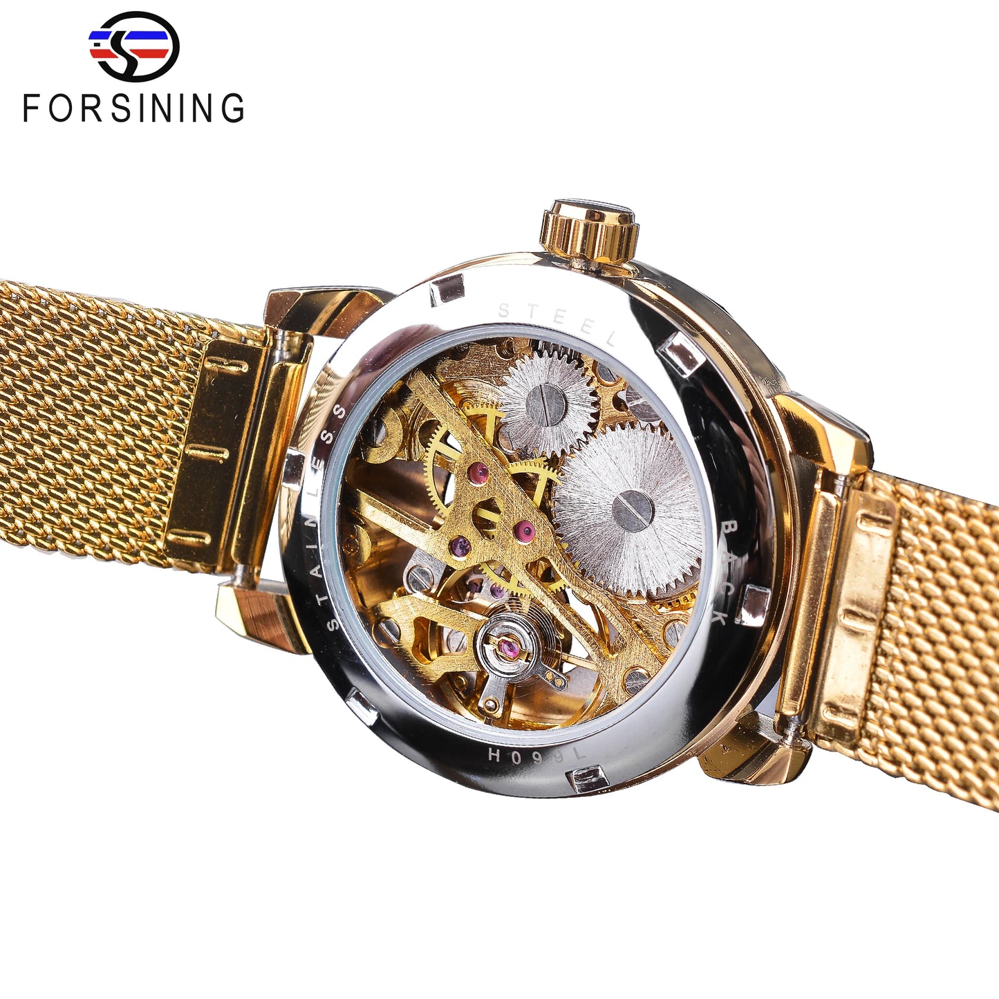 Fashion Luxury Rose Golden Skeleton Women Mechanical Watch Roman Numerals Transparent Watches Stainless Steel Clock