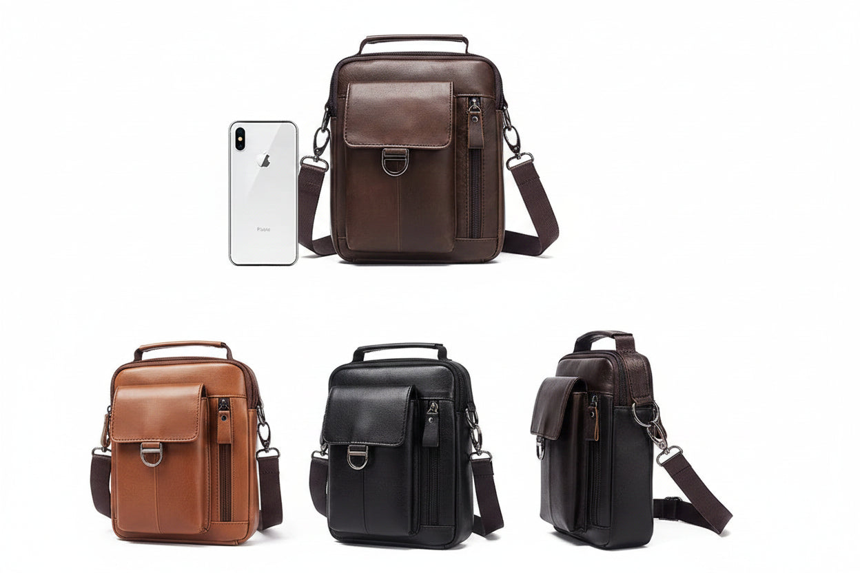 Genuine First Layer Cowhide Men's Shoulder Messenger Bag | Crossbody Business Travel Bag