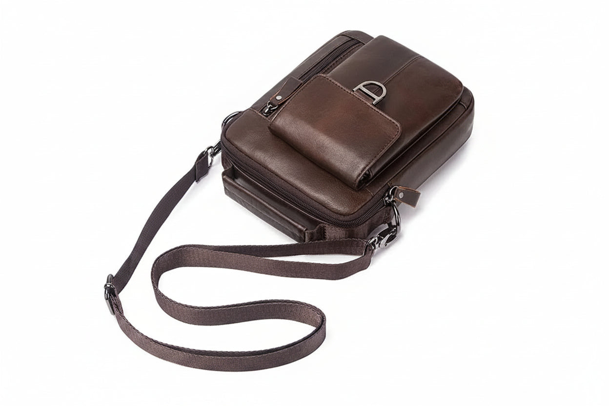 Genuine First Layer Cowhide Men's Shoulder Messenger Bag | Crossbody Business Travel Bag
