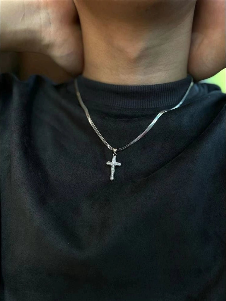 Basic titanium steel cross necklace