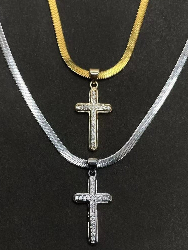 Basic titanium steel cross necklace