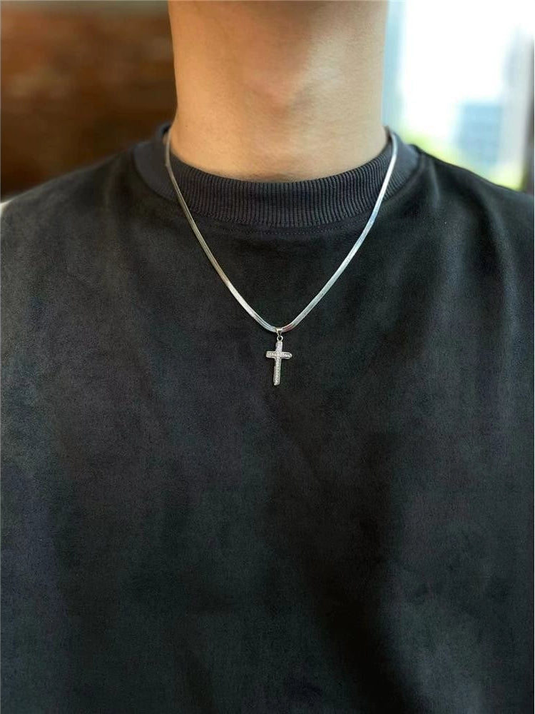 Basic titanium steel cross necklace