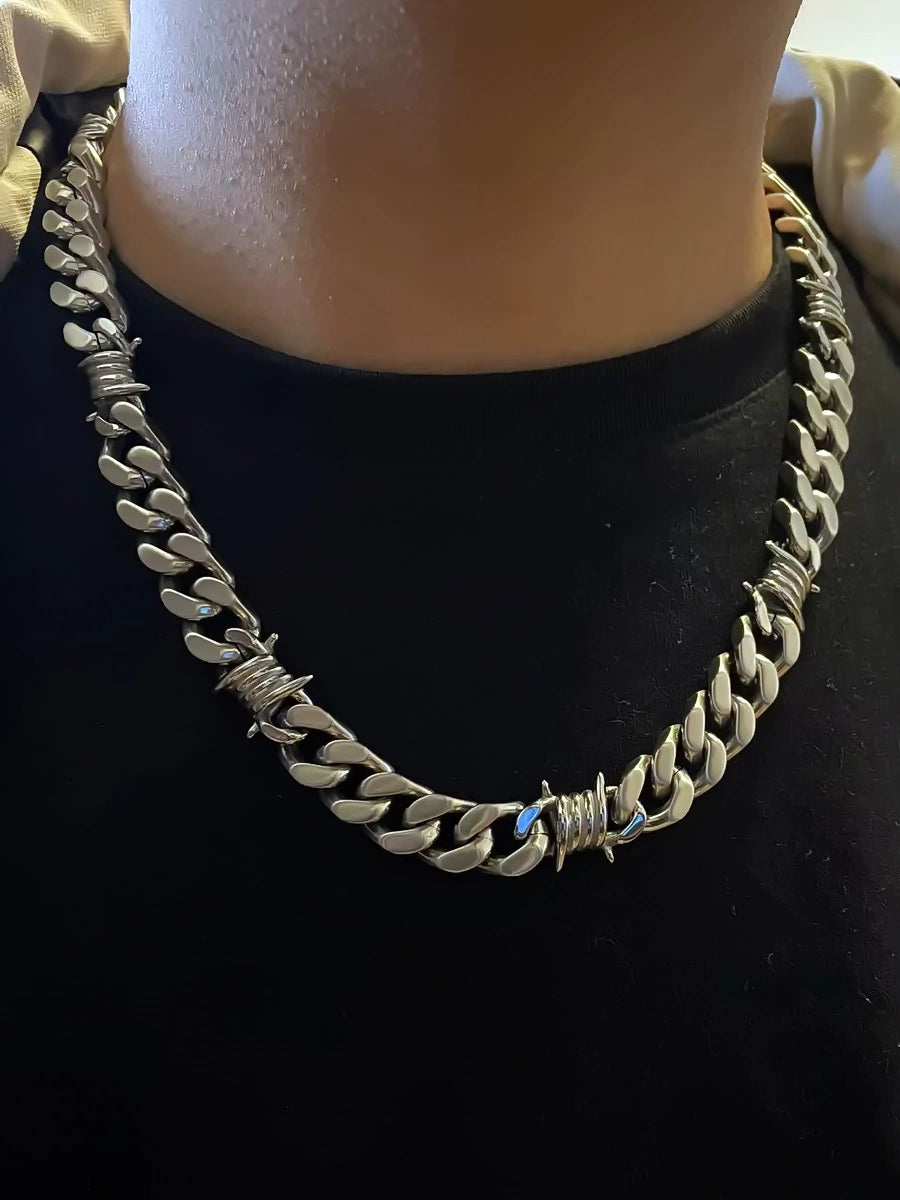 Thorns Matte Titanium Steel No Fading Cuban Link Chain