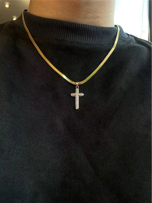 Basic titanium steel cross necklace