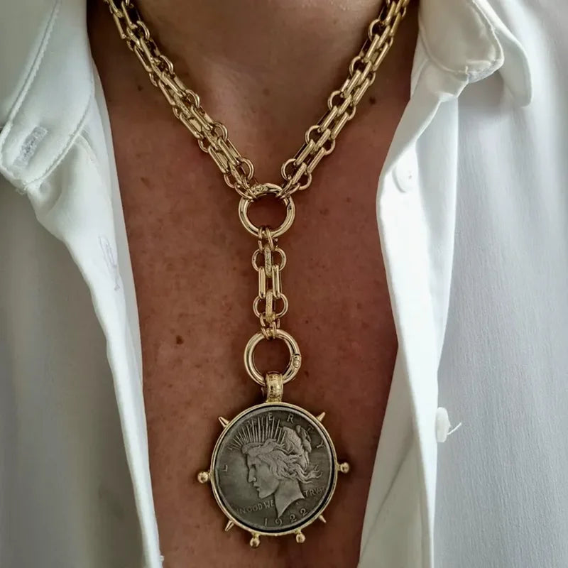 British Orla Large Statement Coin pendant Necklace Collectibles