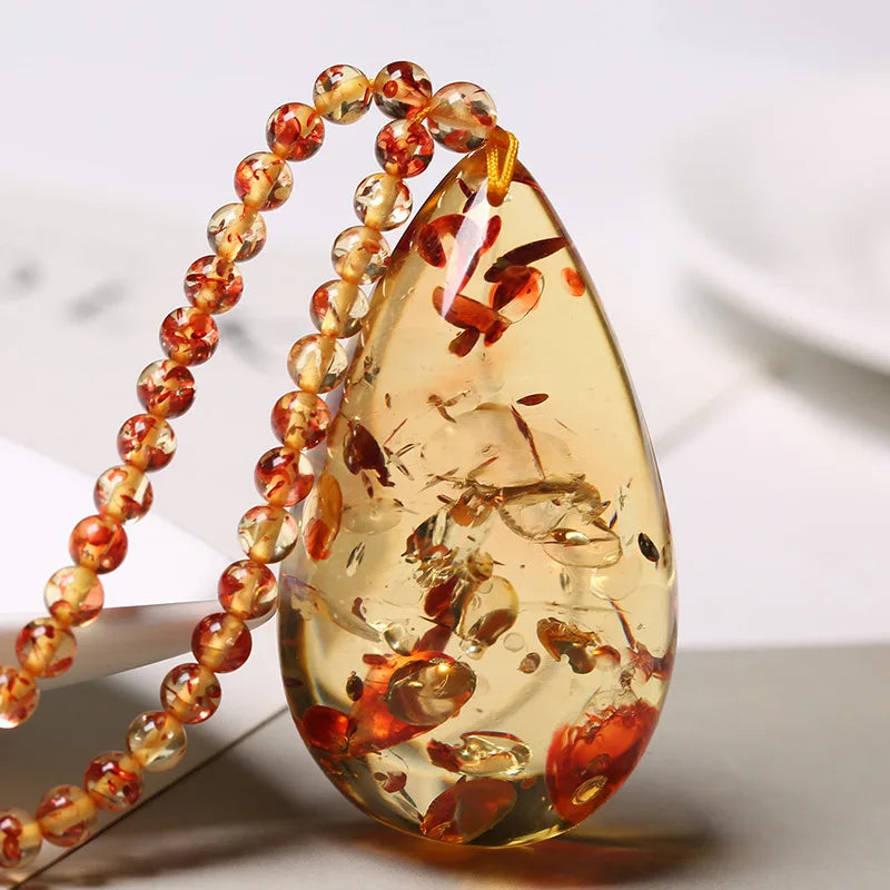 Natural Baltic Amber Pendant Necklace for Women | Healing Gemstone Jewelry