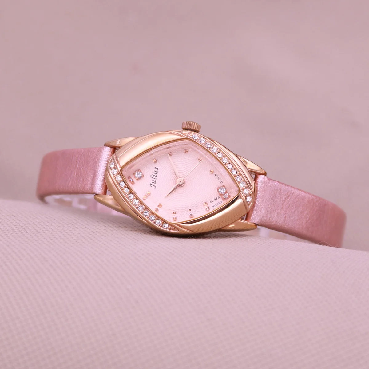 JULIUS Women's Elegant Rhinestone Watch | Real Leather Band | Japanese Quartz | Gift Box