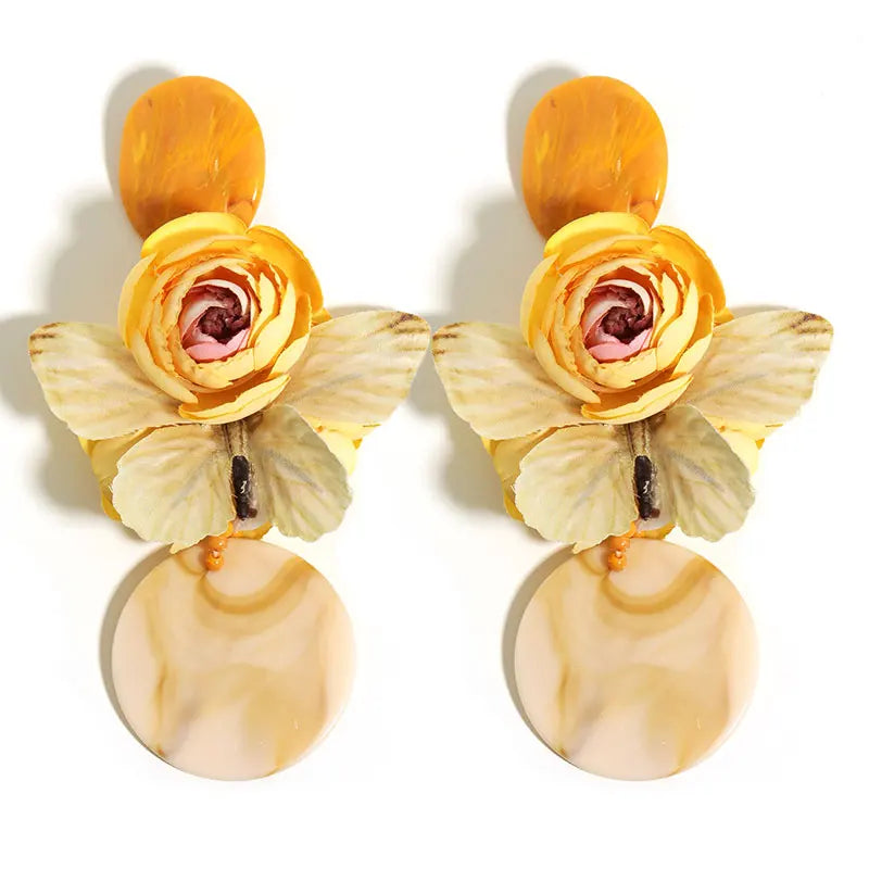 Statement Bohemian Rose Butterfly Earrings For Women Girl Trendy Luxury Vintage Fairy Wedding Party Jewelry Accessoies