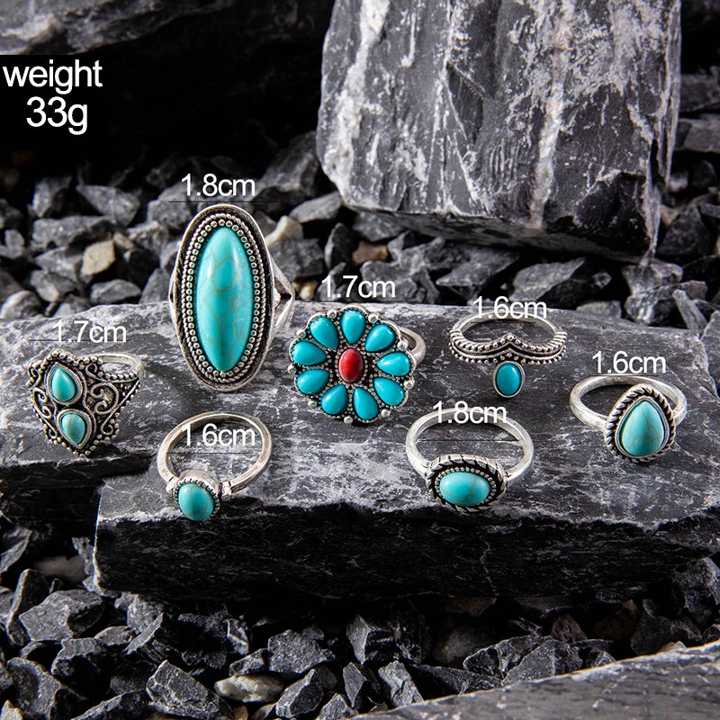 Vintage Flower Ring with Green Stone - Bohemian Statement Ring