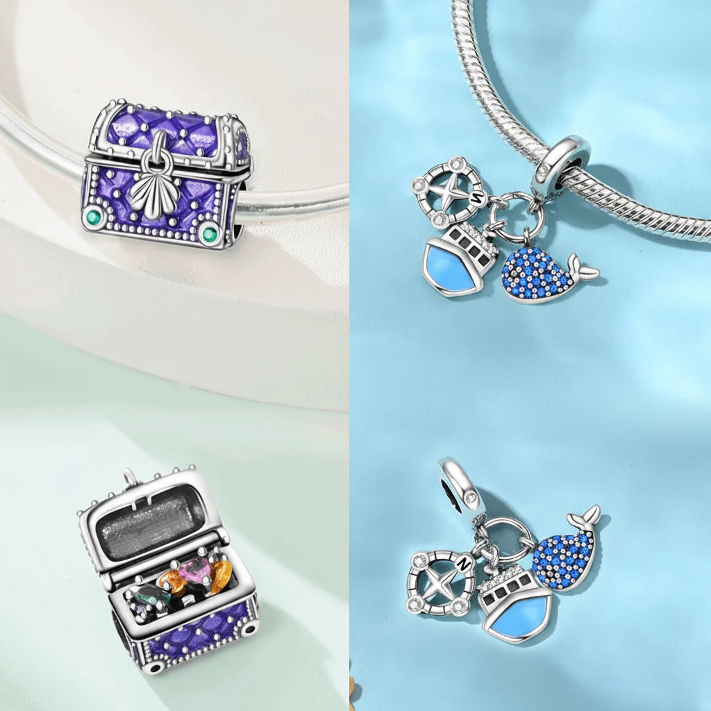 Fashion Jewelry 925 Silver Cruise Dolphin Turtle Beads Coconut Tree Charms Pendant Shell Bracelet DIY Exquisite Gift with Box