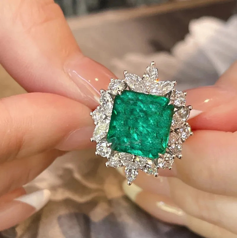 Retro Square Zircon Ring - Adjustable Statement Ring for Women