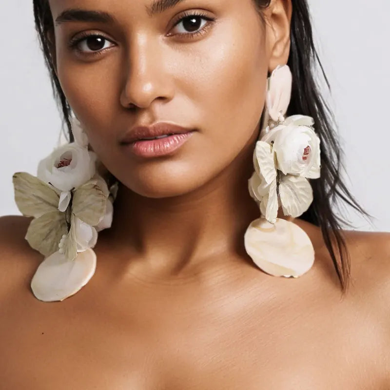 Statement Bohemian Rose Butterfly Earrings For Women Girl Trendy Luxury Vintage Fairy Wedding Party Jewelry Accessoies