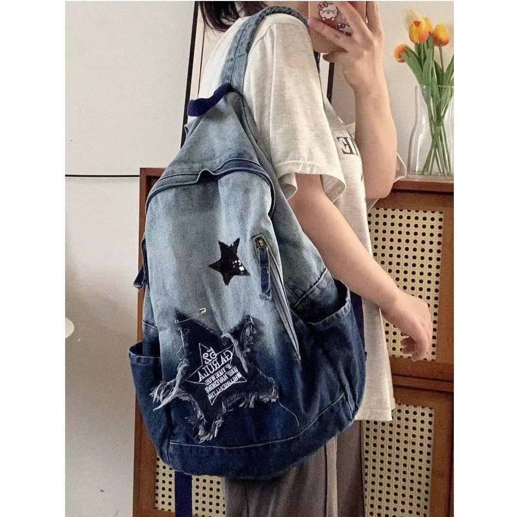 Denim rockstar backpack