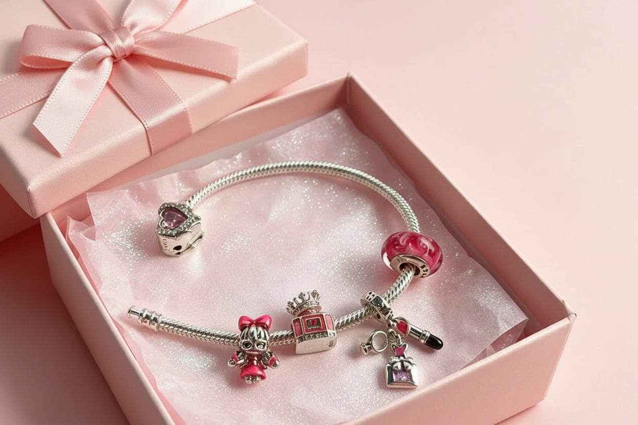 925 Sterling Silver Original Certified Pink Double Braid Girl Perfume Bag Jewelry and Accessory Sets on Promotion Diy Fine Gift
