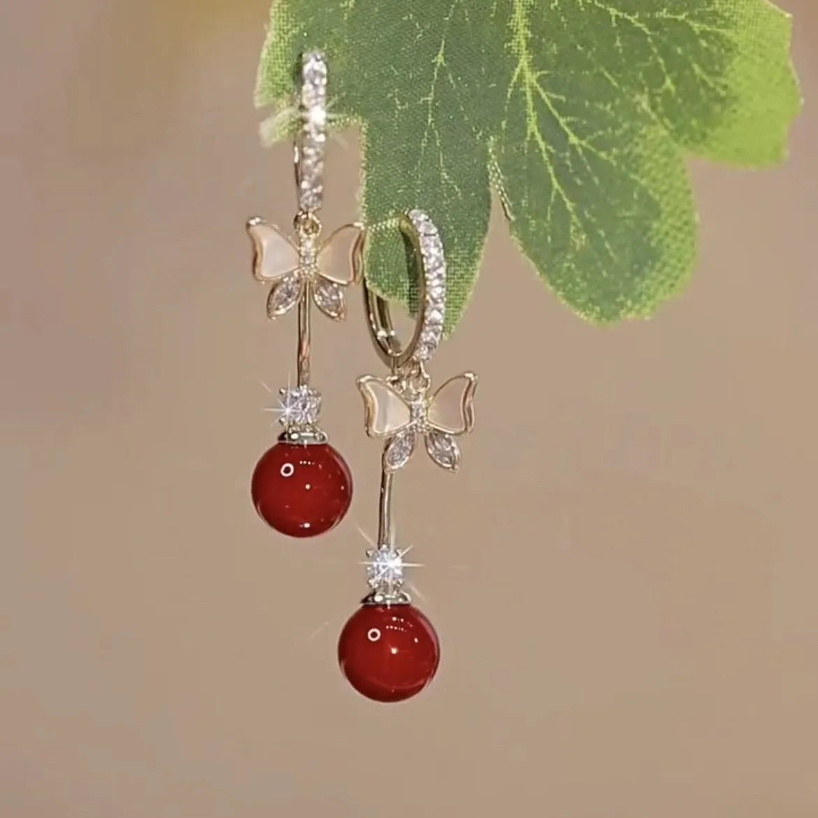 Rhinestone Heart Tassel Earrings
