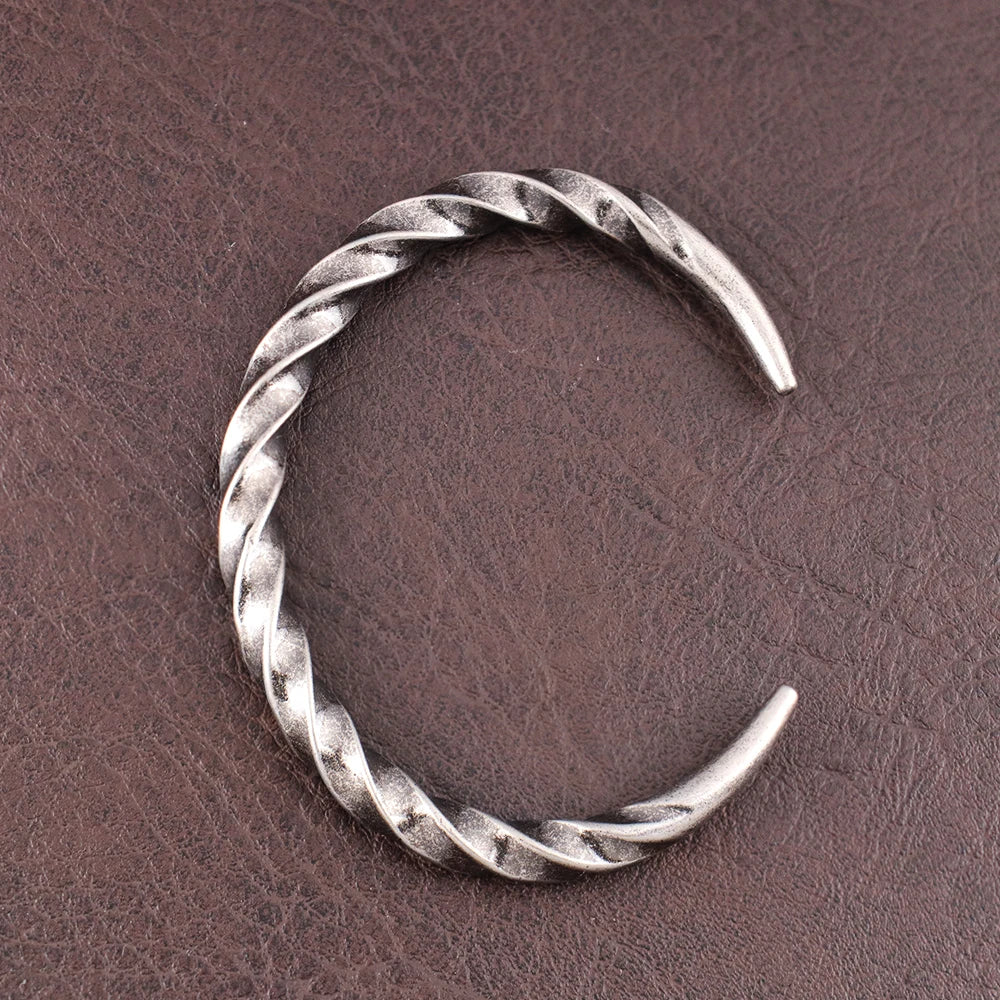 Stainless Steel Fashion Simple Bracelets Men's Vintage Twist Bracelet Unique Design Party Open Bangle Jewelry Gifts Never Fading