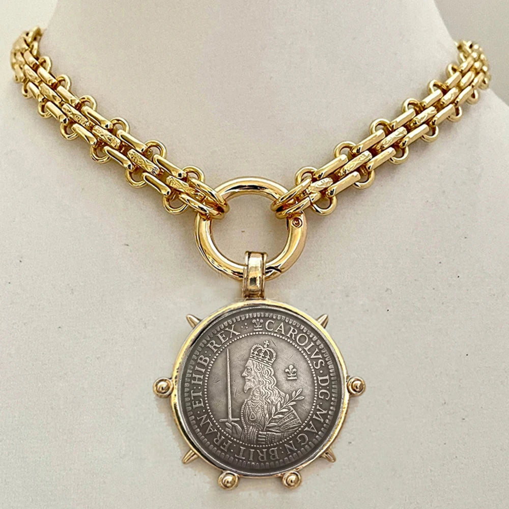 British Orla Large Statement Coin pendant Necklace Collectibles