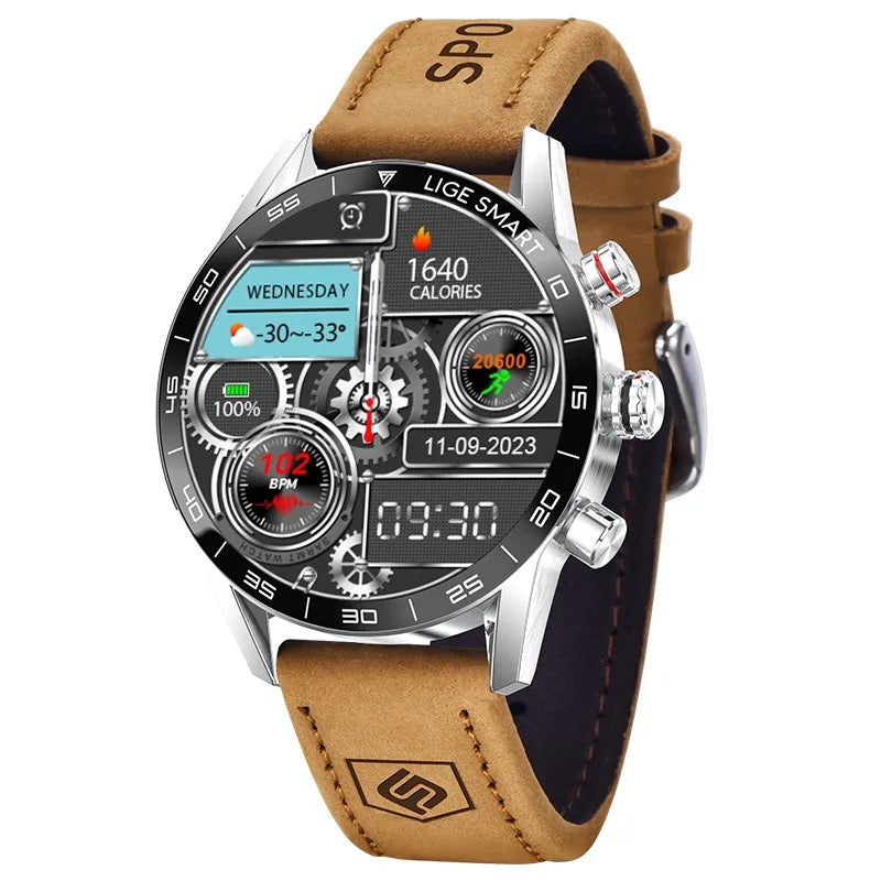 LIGE Men's Military GPS Smart Watch | Bluetooth Calls | 100+ Sport Modes | AMOLED