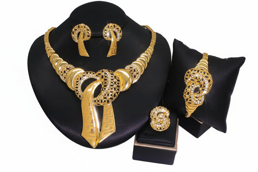 4Pcs/Set Fashion Party Jewelry Set For Women Exaggeration Statement Big Jewellery Hight Quality 18K Gold Plated Jewelery Gifts