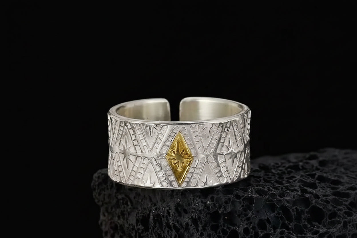 Chinese Art Titanium Open Band Ring – 6 Styles
