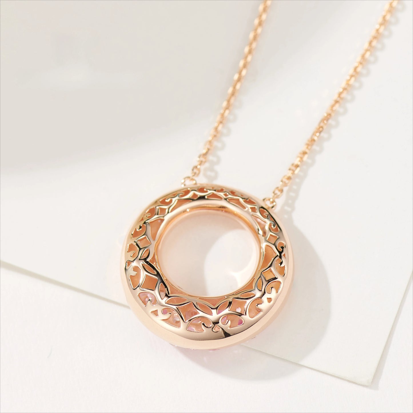 Sweet Donut Necklace Silver 925 Zircon Fashion Jewelry Chain Necklace