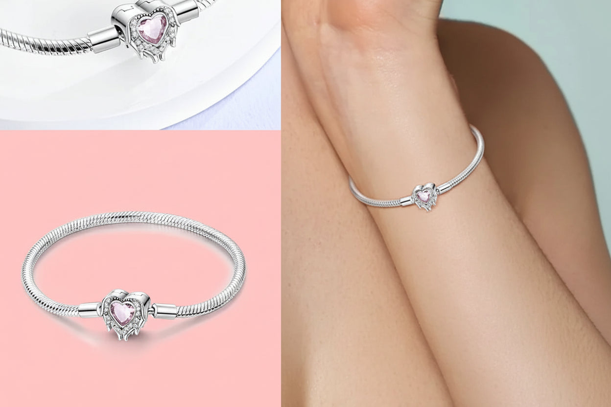 925 Sterling Silver Original Certified Pink Double Braid Girl Perfume Bag Jewelry and Accessory Sets on Promotion Diy Fine Gift