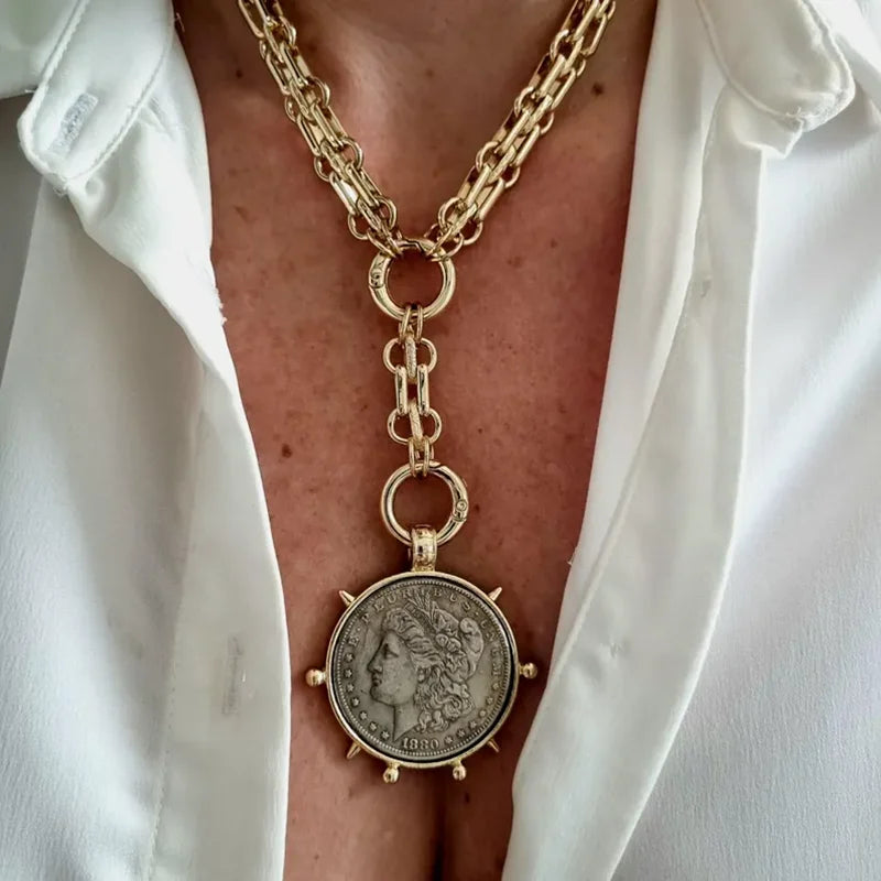British Orla Large Statement Coin pendant Necklace Collectibles