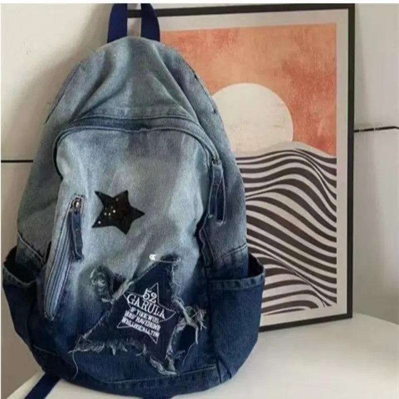 Denim rockstar backpack