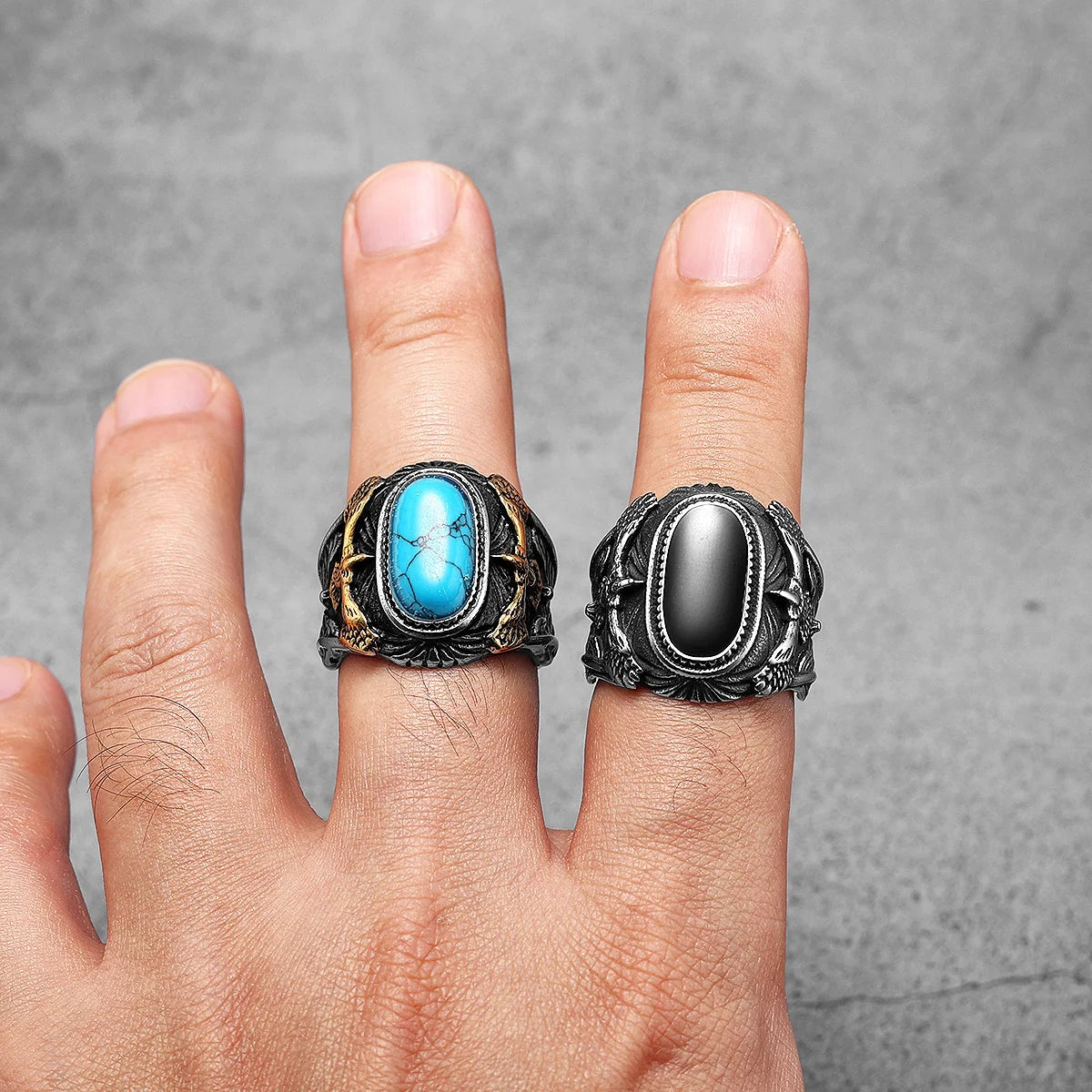 Men's Soar Gemstone Rings Eagle 316L Stainless Steel