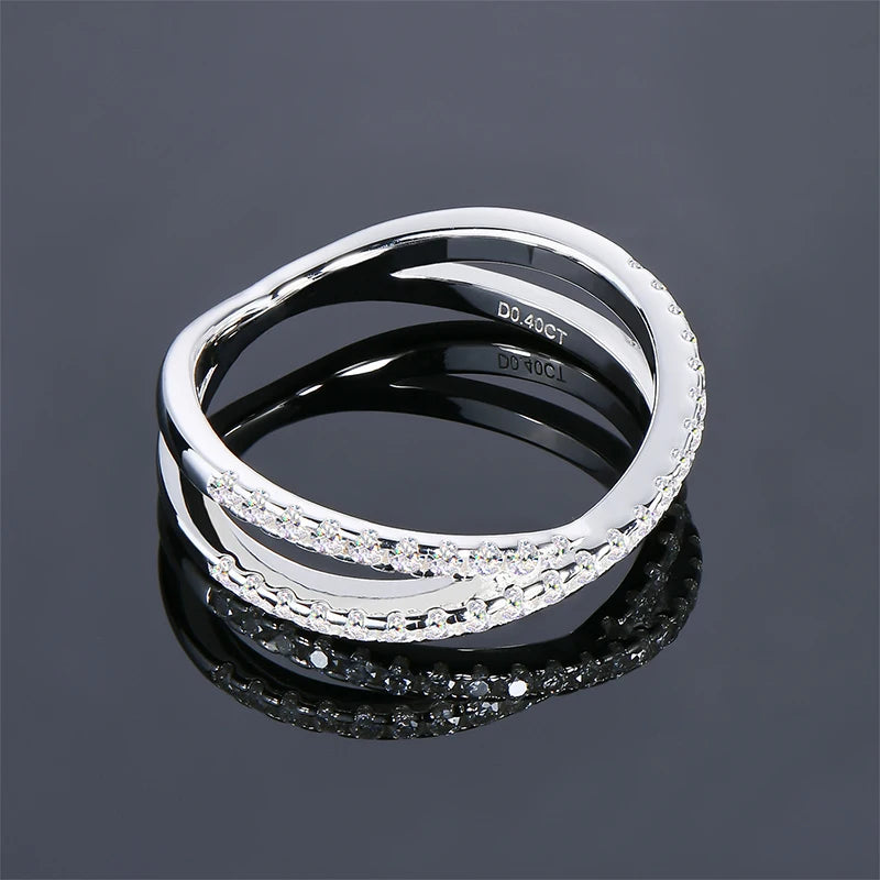 Cross Design Ring Half Eternity Band Moissanite with Certificate Original 925 Silver Women's Fine Jewelry Free Shipping