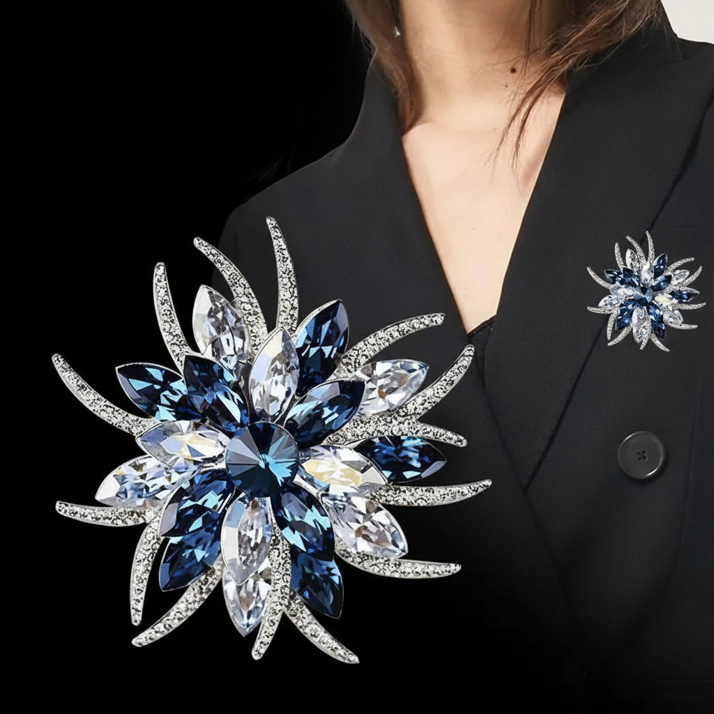 Women's Luxury Crystal Sunflower Brooch – Statement Lapel Pin