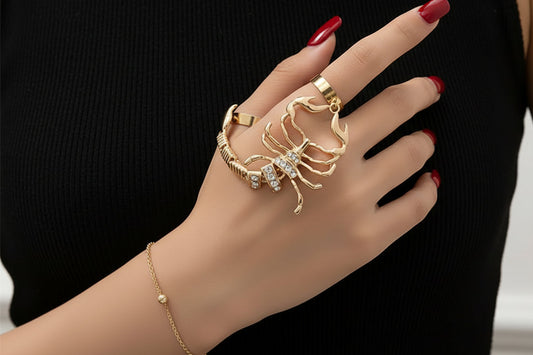 Hip-hop Rock Scorpion Chain Adjustable Punk Rings for Women