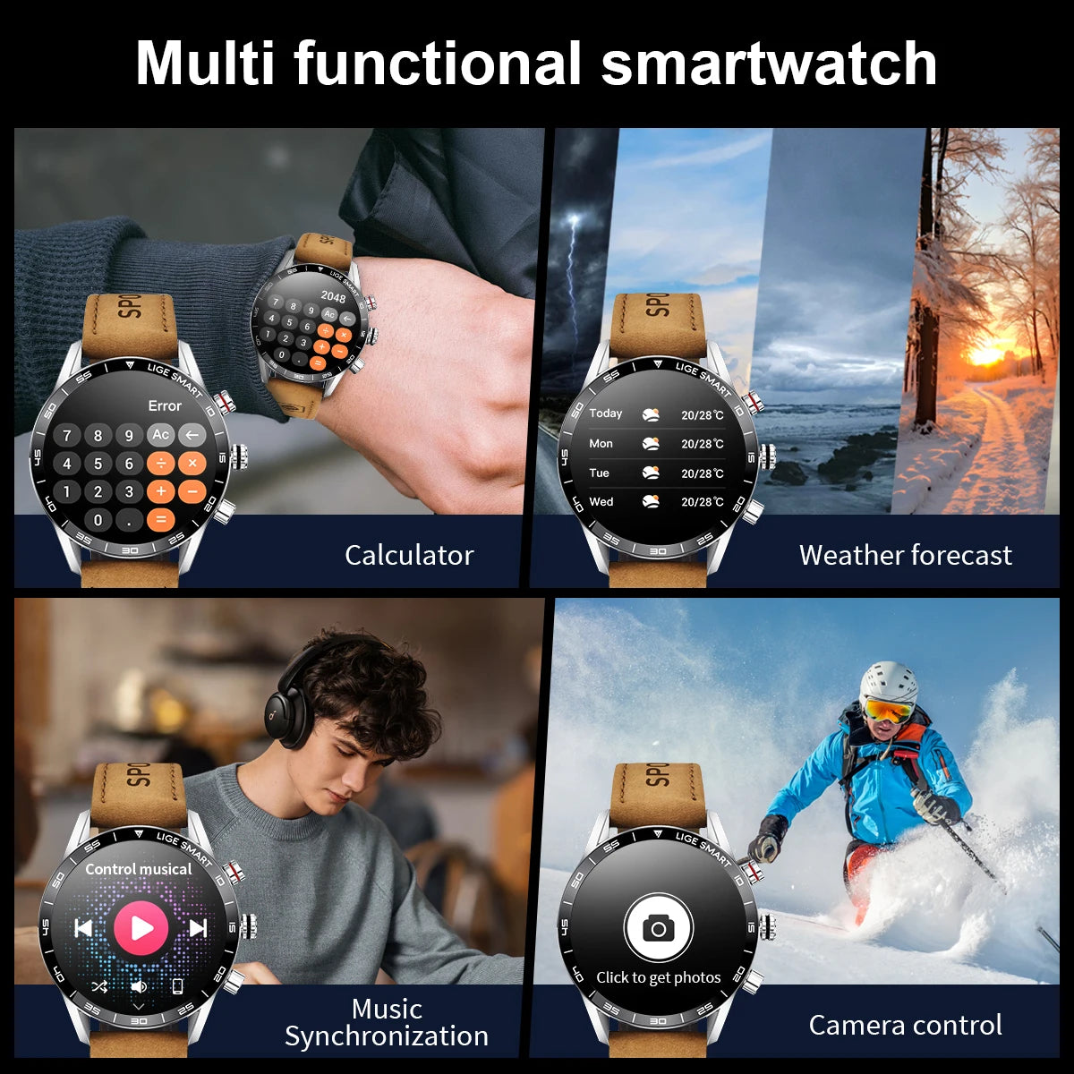 LIGE Men's Military GPS Smart Watch | Bluetooth Calls | 100+ Sport Modes | AMOLED