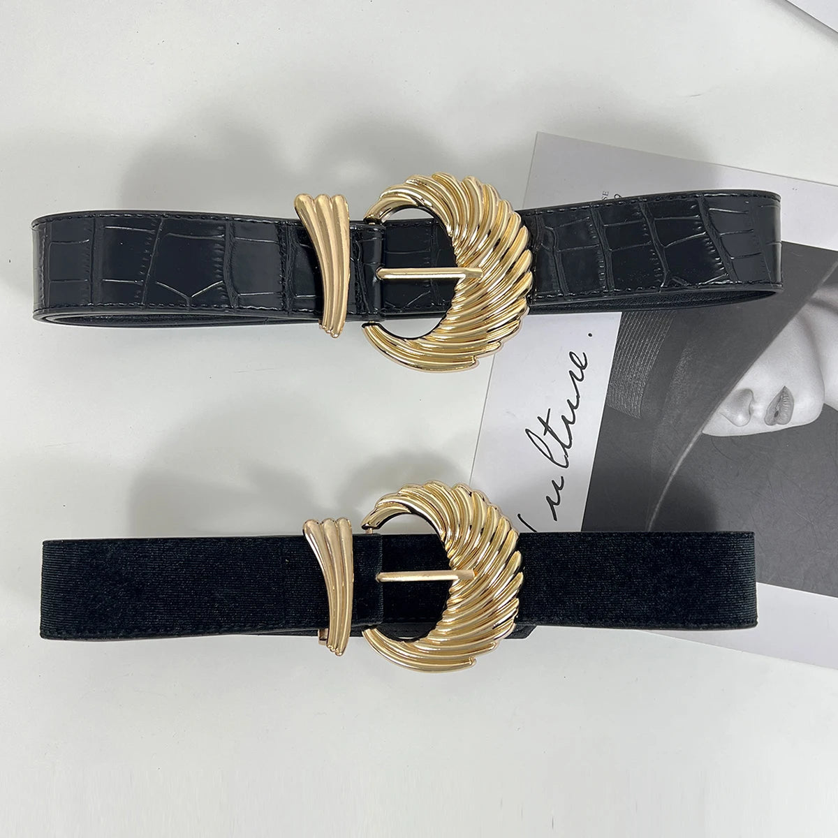 Black Velet Leather Belts For Women High Quality Luxury Gold Buckle Fashion Wide Corset Belt Female Jeans Belts