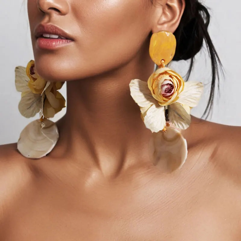 Statement Bohemian Rose Butterfly Earrings For Women Girl Trendy Luxury Vintage Fairy Wedding Party Jewelry Accessoies