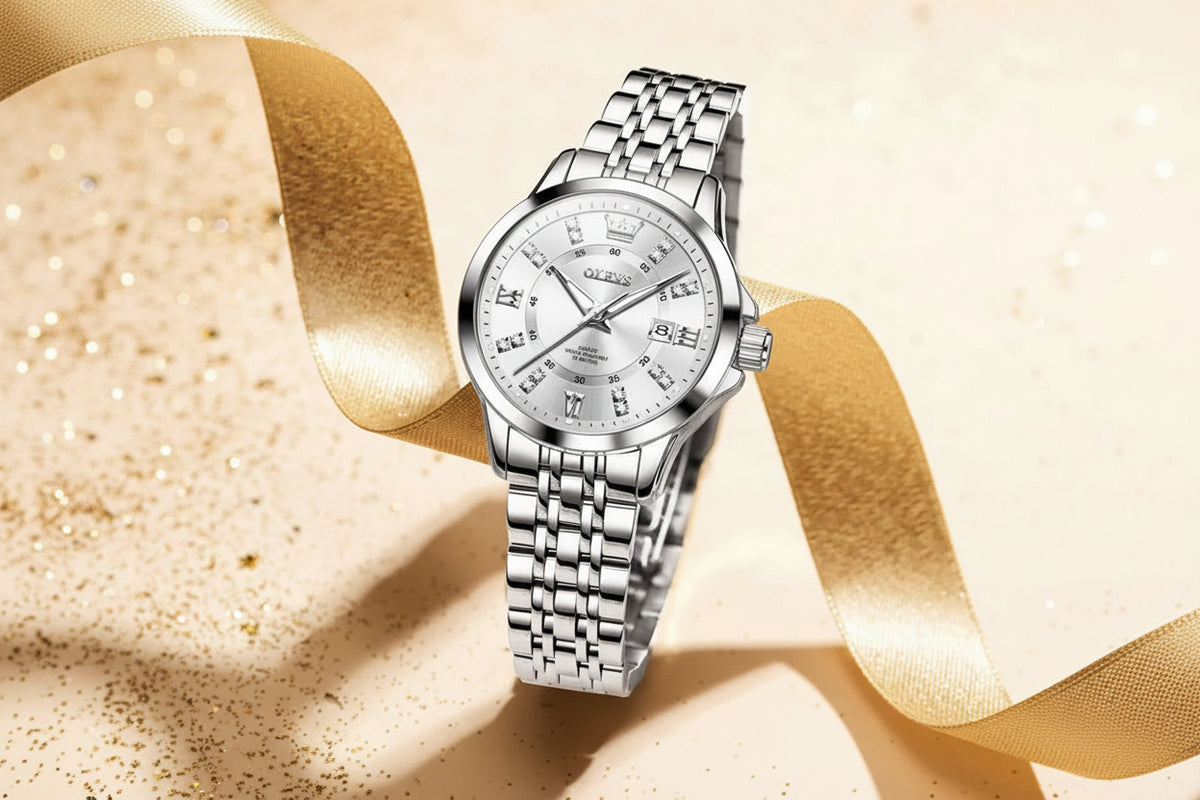 OLEVS Women's Elegant Diamond Quartz Watch | Stainless Steel | Luminous | 4 Colors | Waterproof