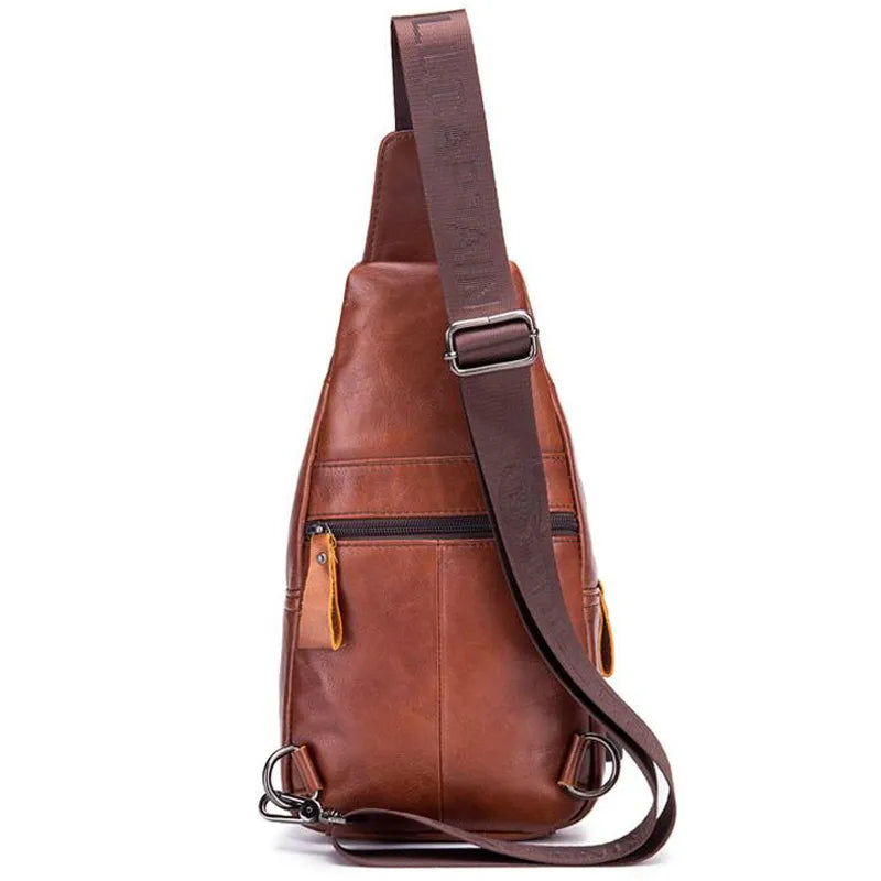 Men's 100% cowhide leather crossbody bag