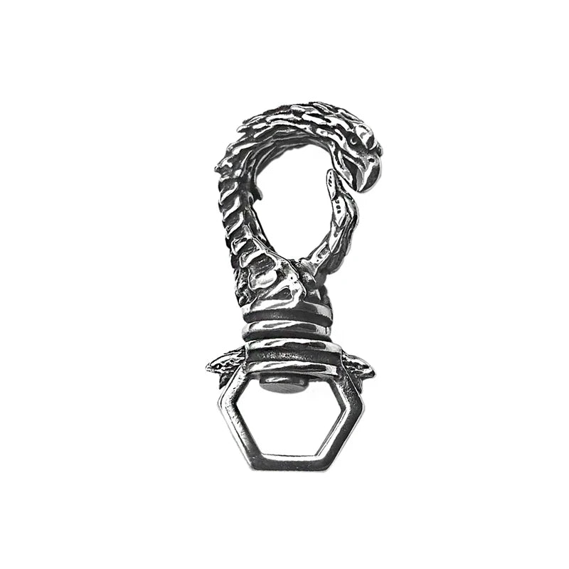 Chinese Dragon Head Stainless Steel Keychain — Viking Style | Men's Gift