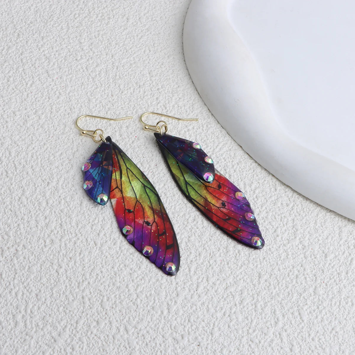 Handmade Butterfly Wing Drop Earrings for Women | Gradient Resin Long Dangle Earrings