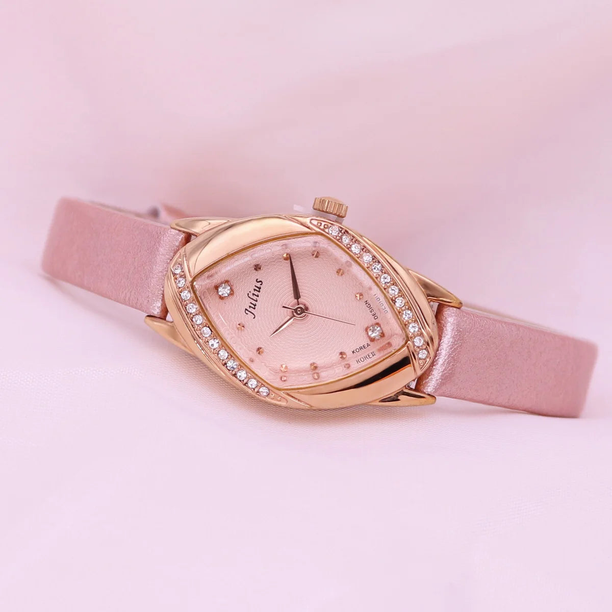 JULIUS Women's Elegant Rhinestone Watch | Real Leather Band | Japanese Quartz | Gift Box