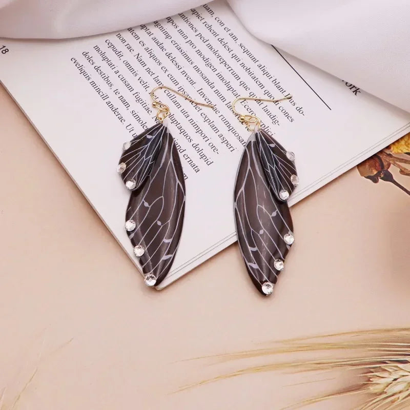 Handmade Butterfly Wing Drop Earrings for Women | Gradient Resin Long Dangle Earrings