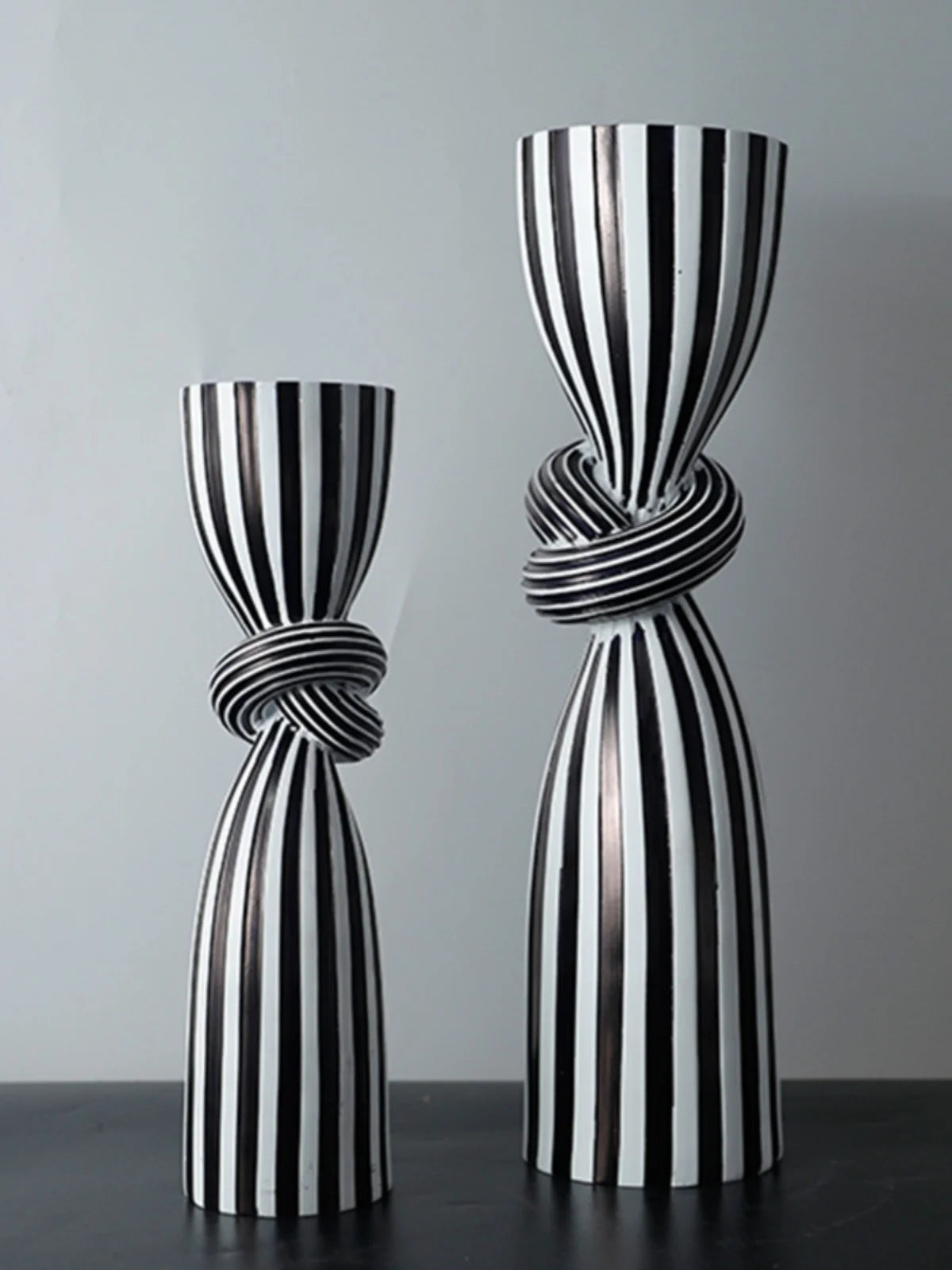 Resin Candlestick Ornaments Black White Striped Kink Candlestick Creative Living Room Dining Table Decor Room Decor Ornaments