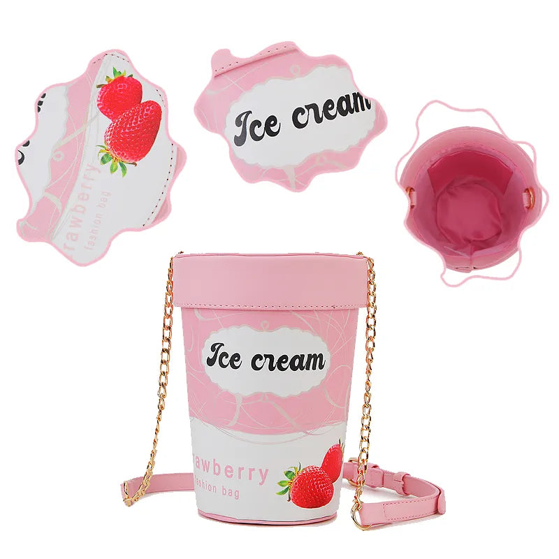 Shoulder & Crossbody strawberry ice-cream bag