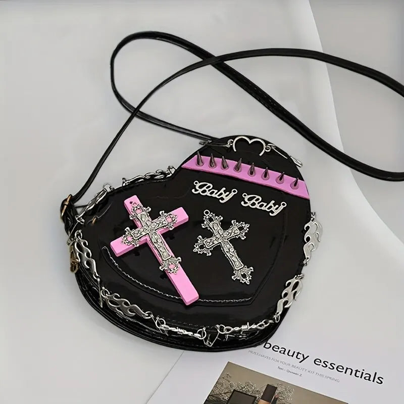 Grunge Y2K heart crossbody bag